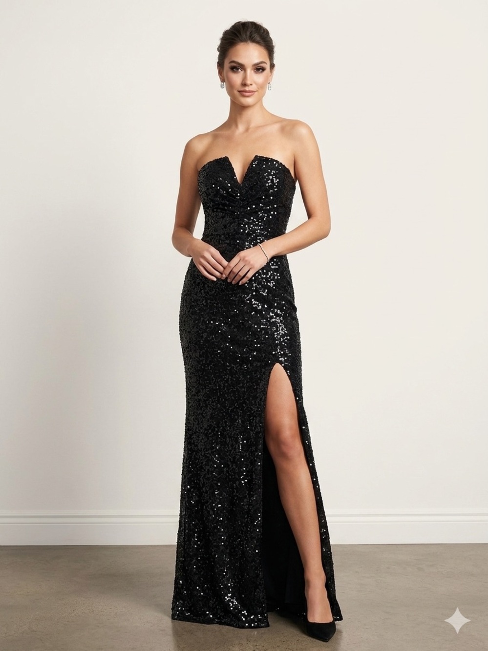 Versace Black Sequin Maxi Dress